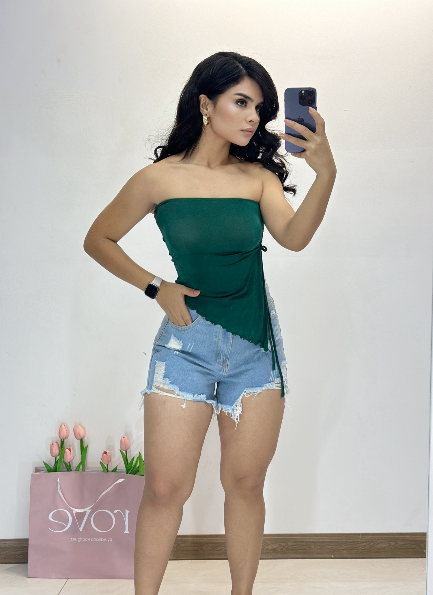 Blusa tubo con recogido - Verde
